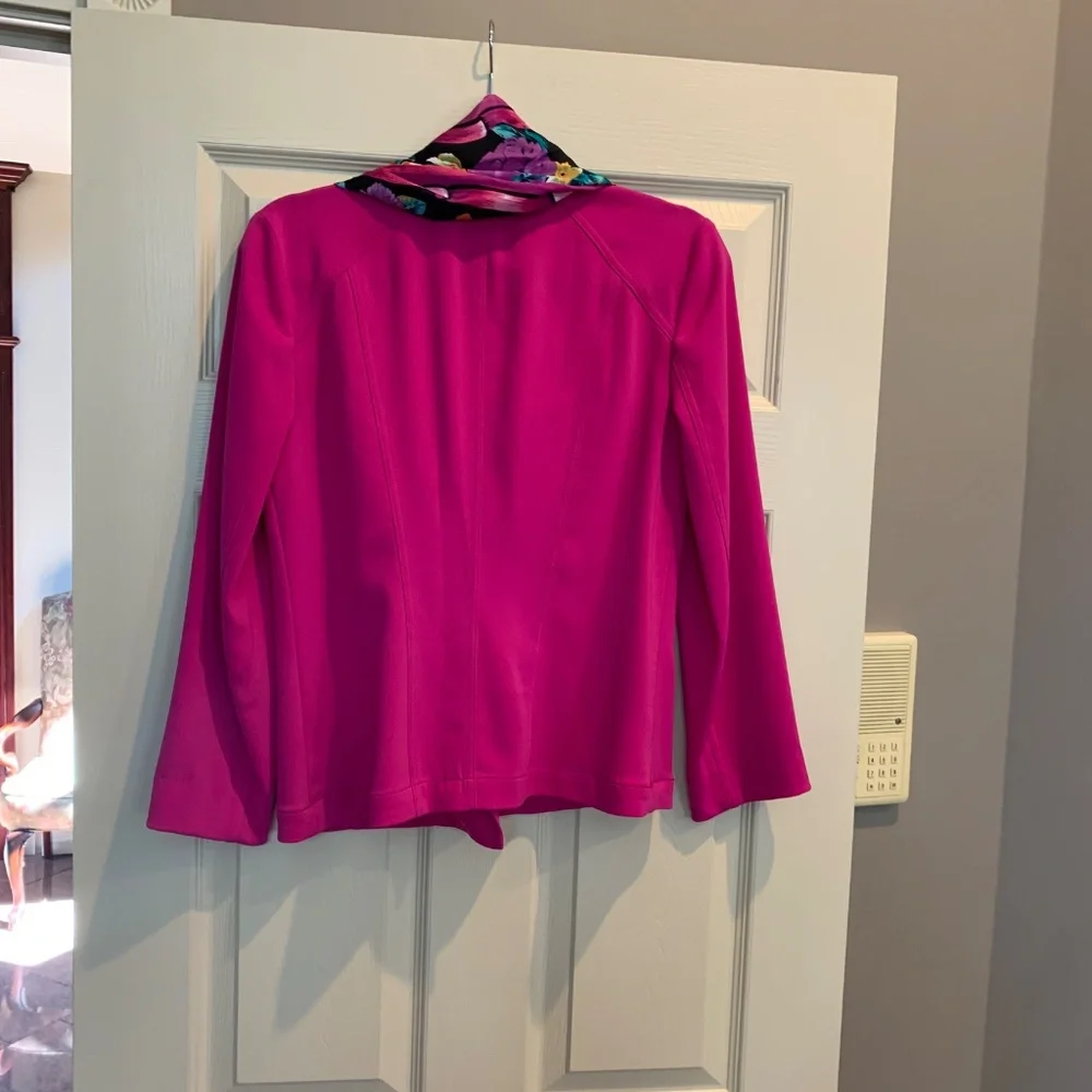 Calvin Klein Pink Moto Style Short Jacket /Scarf Set sz M - Picture 4 of 6